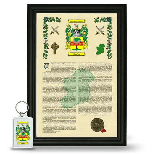 Charles Framed Armorial History and Keychain - Black