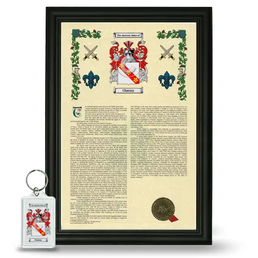 Charmy Framed Armorial History and Keychain - Black