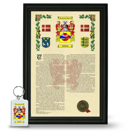 Christen Framed Armorial History and Keychain - Black