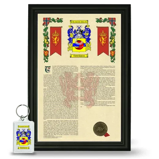 Christianson Framed Armorial History and Keychain - Black