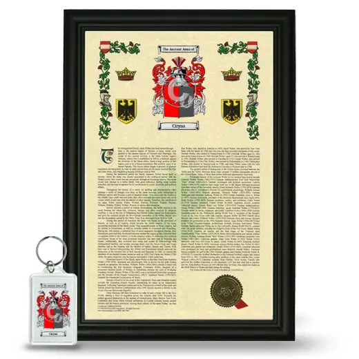 Ciryna Framed Armorial History and Keychain - Black