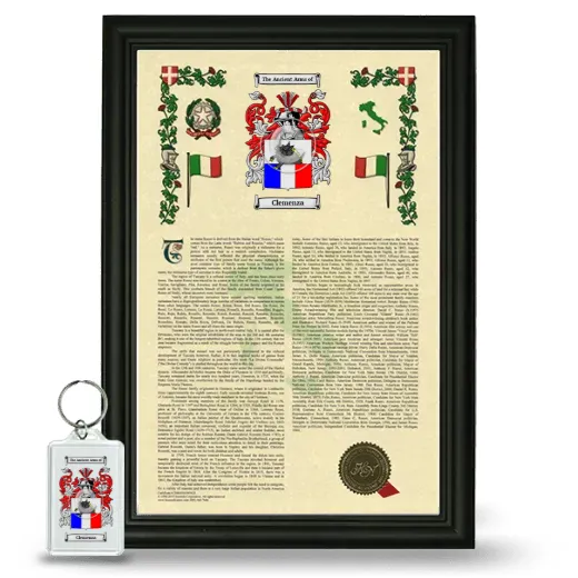 Clemenza Framed Armorial History and Keychain - Black