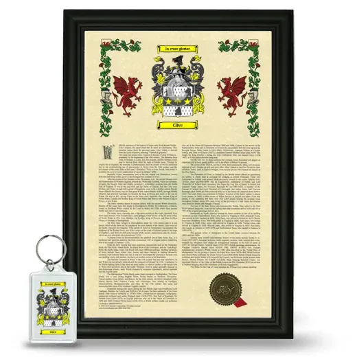 Clive Framed Armorial History and Keychain - Black