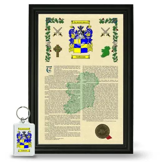 Cockussox Framed Armorial History and Keychain - Black