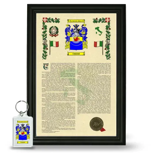 Conzoni Framed Armorial History and Keychain - Black