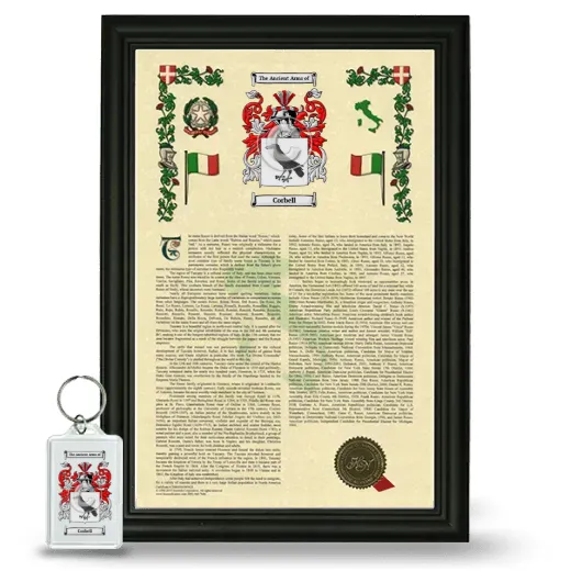Corbell Framed Armorial History and Keychain - Black