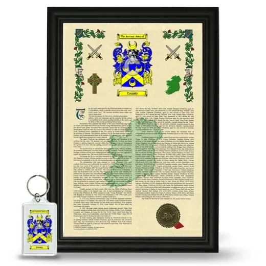 County Framed Armorial History and Keychain - Black