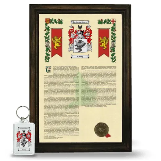 Cressy Framed Armorial History and Keychain - Brown