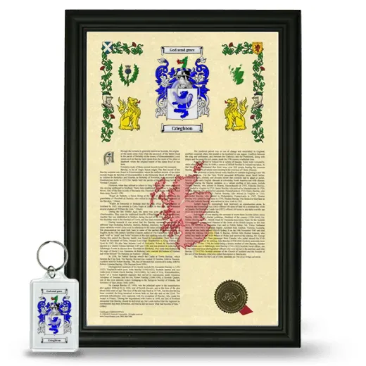 Crieghton Framed Armorial History and Keychain - Black