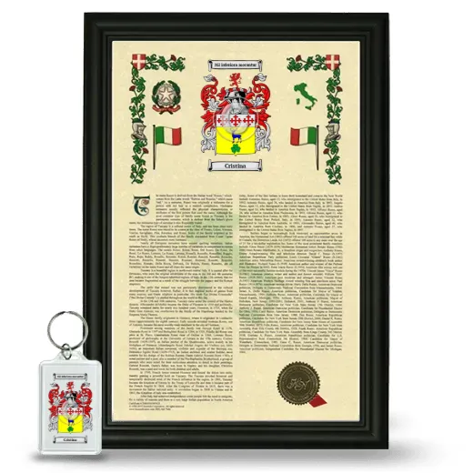 Cristina Framed Armorial History and Keychain - Black