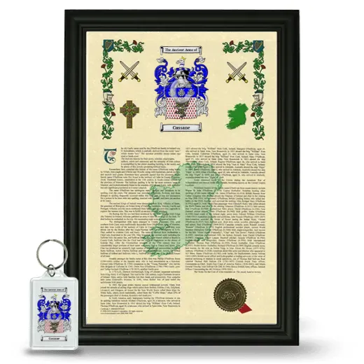 Cussane Framed Armorial History and Keychain - Black