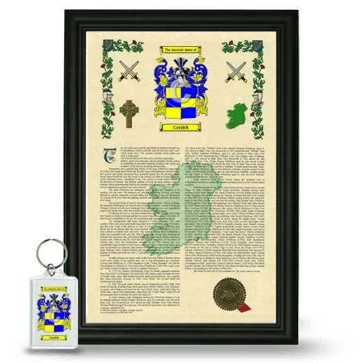 Cussick Framed Armorial History and Keychain - Black