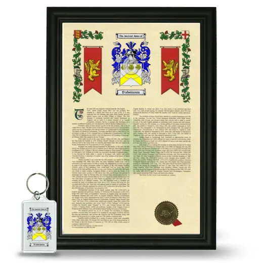 D'abernoun Framed Armorial History and Keychain - Black