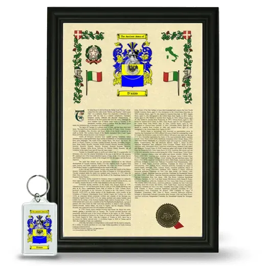 D'azzo Framed Armorial History and Keychain - Black