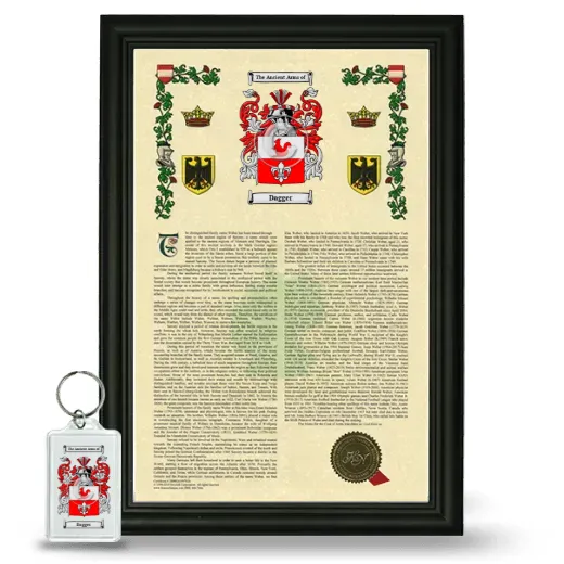 Dagger Framed Armorial History and Keychain - Black