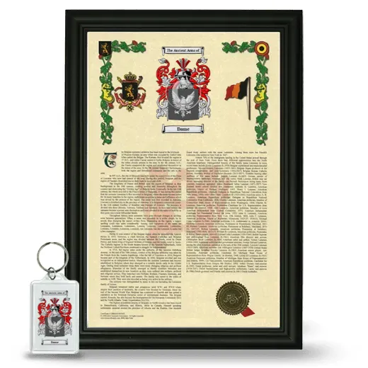 Dame Framed Armorial History and Keychain - Black
