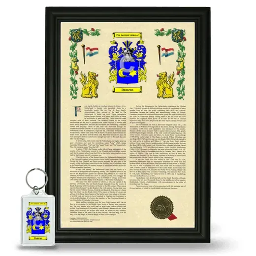 Damens Framed Armorial History and Keychain - Black