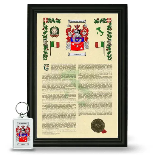 Damore Framed Armorial History and Keychain - Black