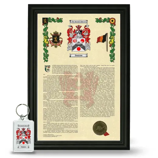Damron Framed Armorial History and Keychain - Black