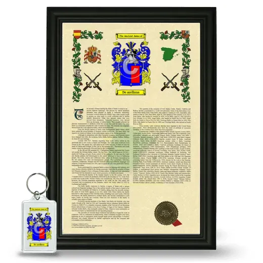De arellana Framed Armorial History and Keychain - Black