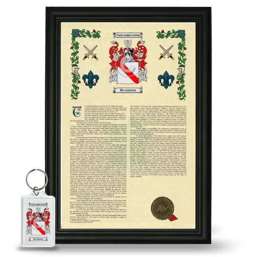 De coursey Framed Armorial History and Keychain - Black