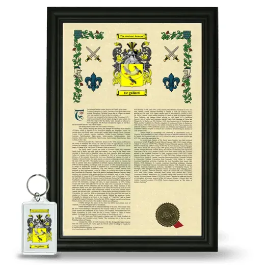 De gallard Framed Armorial History and Keychain - Black