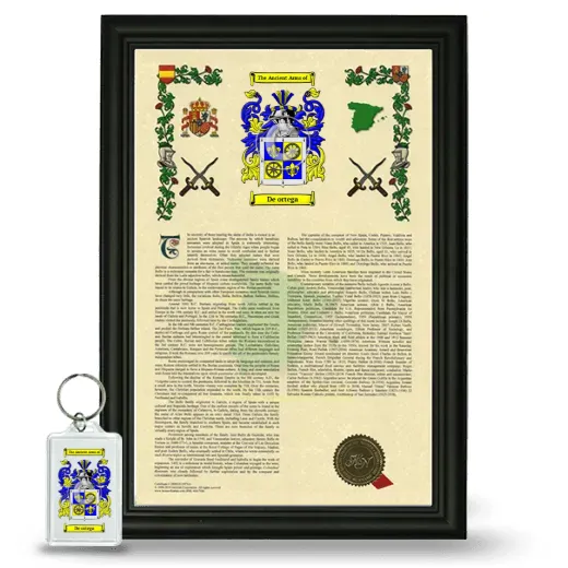De ortega Framed Armorial History and Keychain - Black