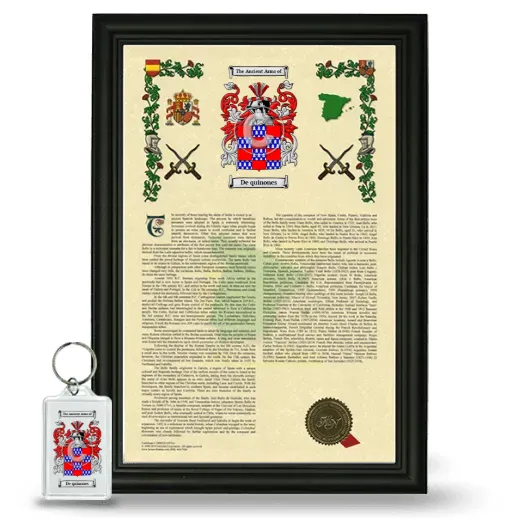 De quinones Framed Armorial History and Keychain - Black