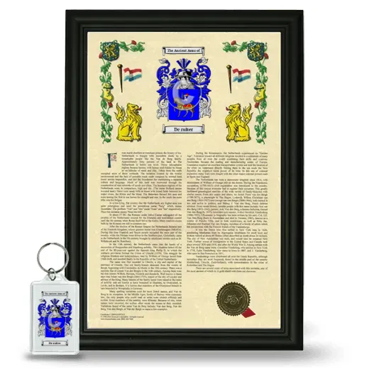 De ruiter Framed Armorial History and Keychain - Black