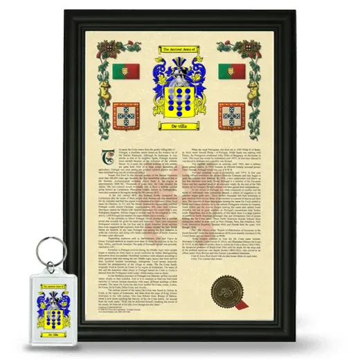 De villa Framed Armorial History and Keychain - Black