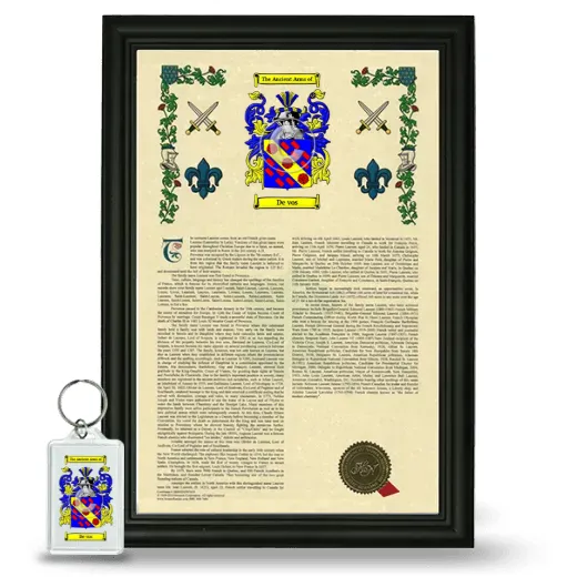 De vos Framed Armorial History and Keychain - Black