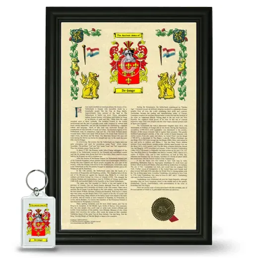 De-jonge Framed Armorial History and Keychain - Black
