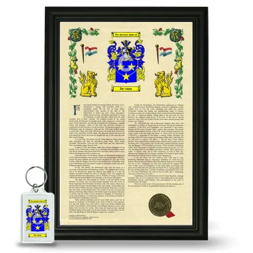 De-vaux Framed Armorial History and Keychain - Black