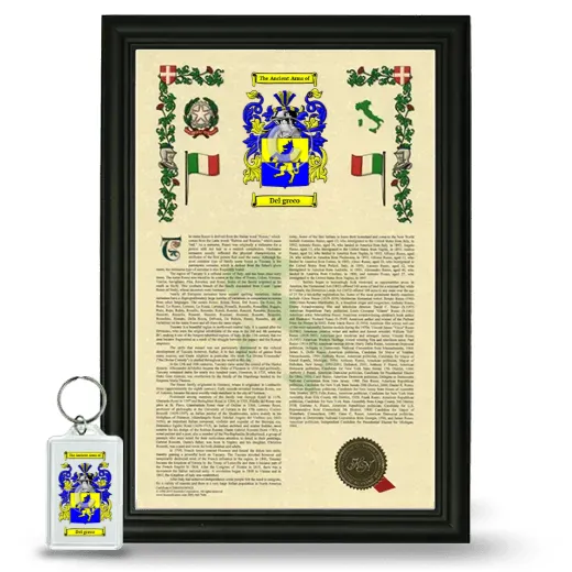 Del greco Framed Armorial History and Keychain - Black