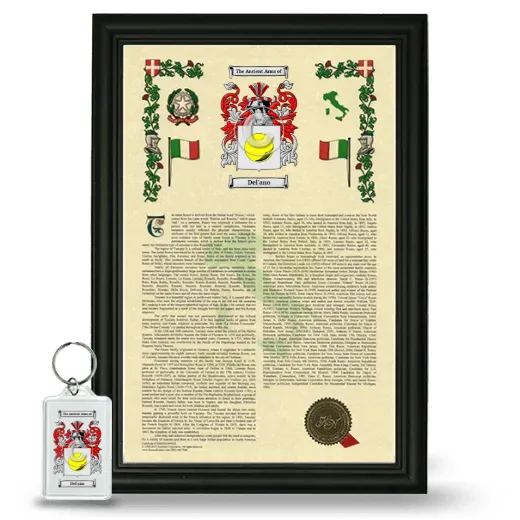Del'ano Framed Armorial History and Keychain - Black