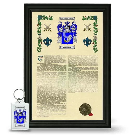 Delachene Framed Armorial History and Keychain - Black