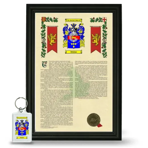 Delaine Framed Armorial History and Keychain - Black