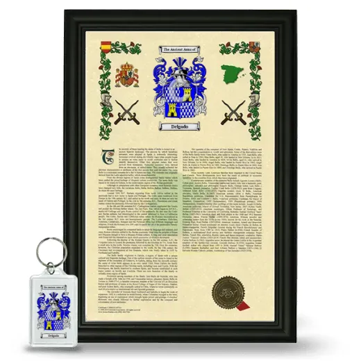 Delgado Framed Armorial History and Keychain - Black