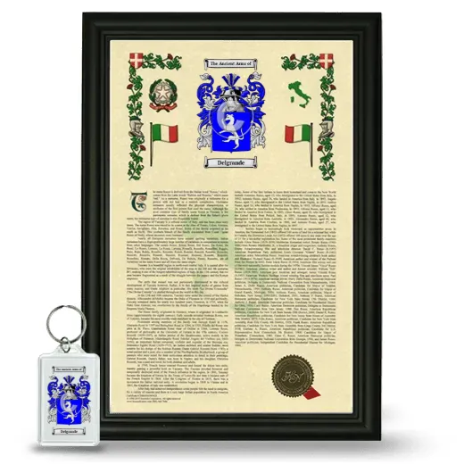 Delgrande Framed Armorial History and Keychain - Black