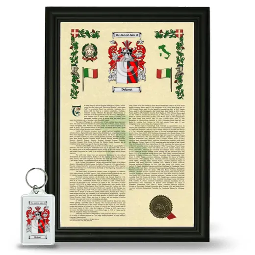 Delport Framed Armorial History and Keychain - Black