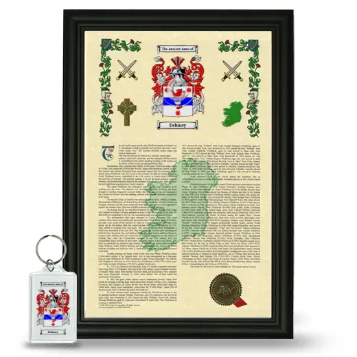 Deluney Framed Armorial History and Keychain - Black