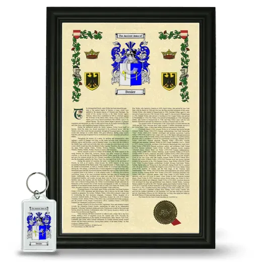 Denier Framed Armorial History and Keychain - Black