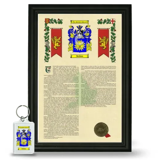 Deshon Framed Armorial History and Keychain - Black
