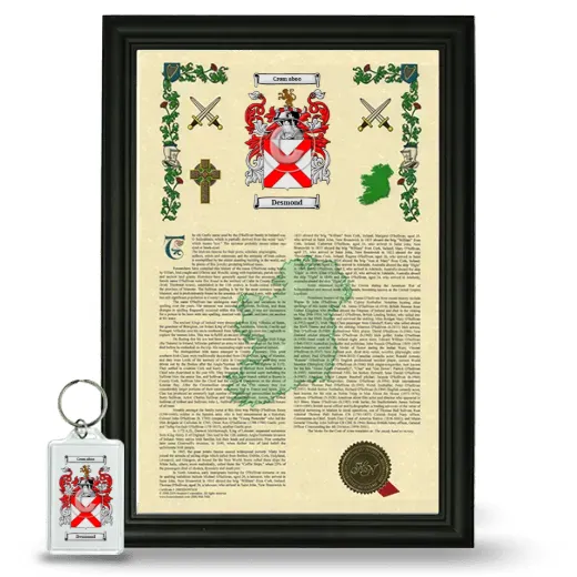 Desmond Framed Armorial History and Keychain - Black
