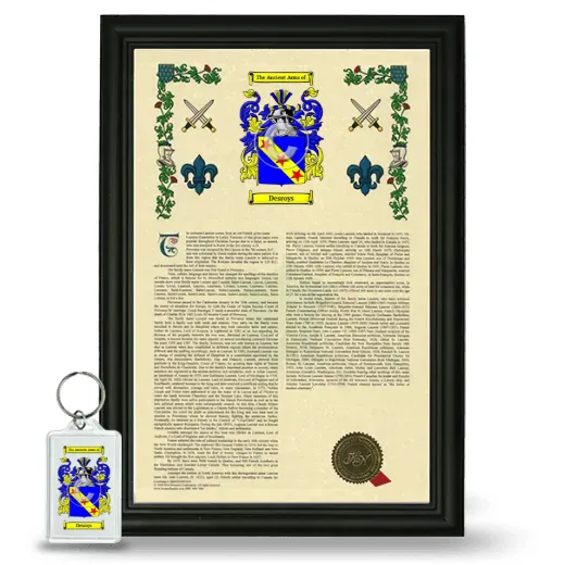 Desroys Framed Armorial History and Keychain - Black