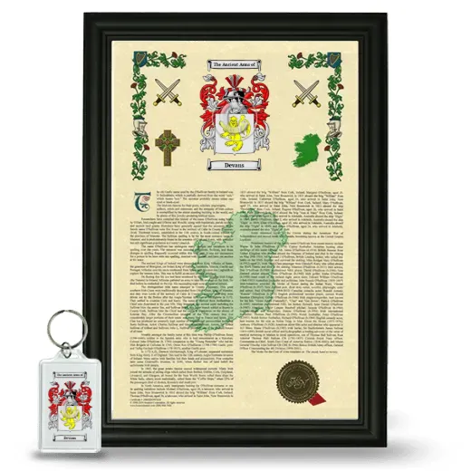 Devans Framed Armorial History and Keychain - Black