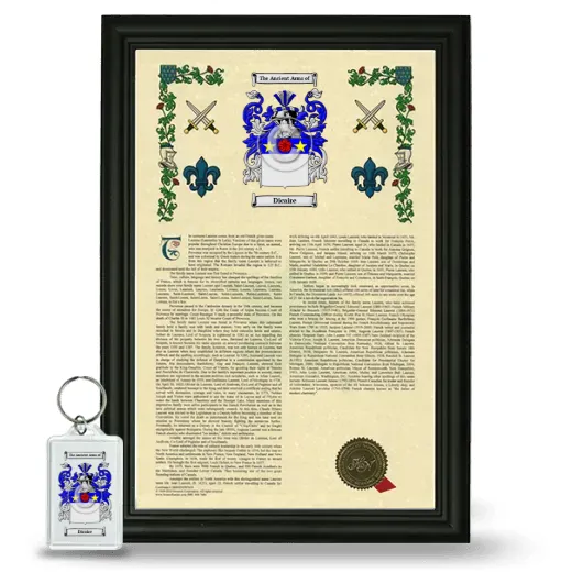 Dicaire Framed Armorial History and Keychain - Black