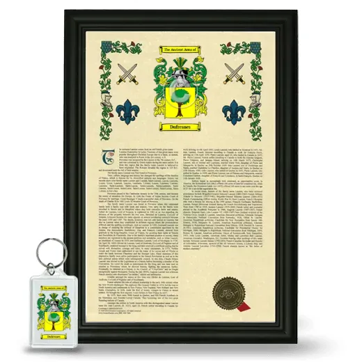Dufresnes Framed Armorial History and Keychain - Black