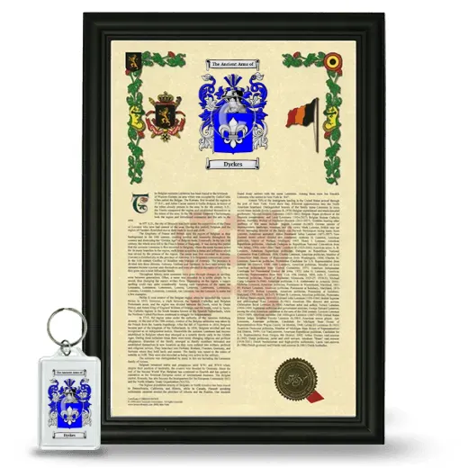 Dyckes Framed Armorial History and Keychain - Black