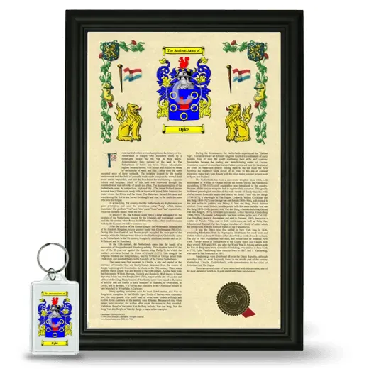 Dyke Framed Armorial History and Keychain - Black
